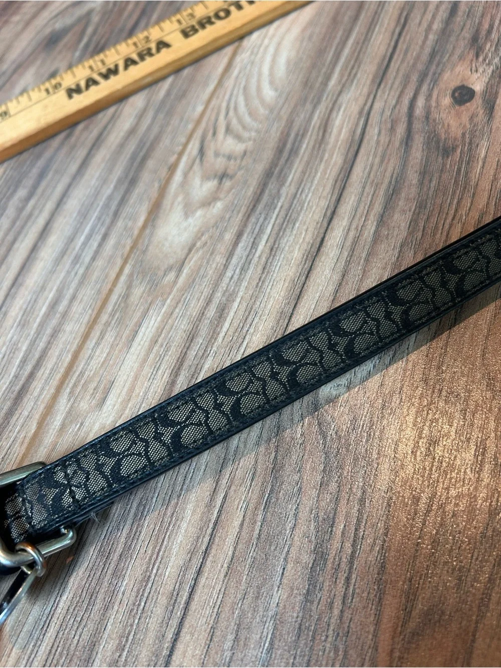 Coach Gray and Black Leather Key Straps with Logo Charm
